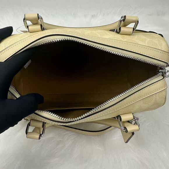 Coach Rowan Satchel/CrossBody Bag In Signature Canvas Silver/Hay CV961 NWT - Picture 4 of 7